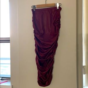 Burgundy bodycon pleather skirt
